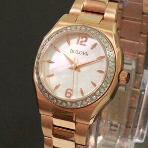 Bulova Ladies Quartz Watch Diamond Bezel MOP Dial 26mm